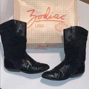 Black Vintage Zodiac Boots